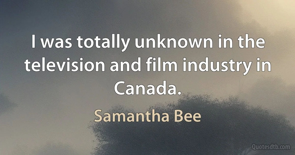 I was totally unknown in the television and film industry in Canada. (Samantha Bee)