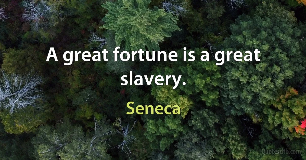 A great fortune is a great slavery. (Seneca)