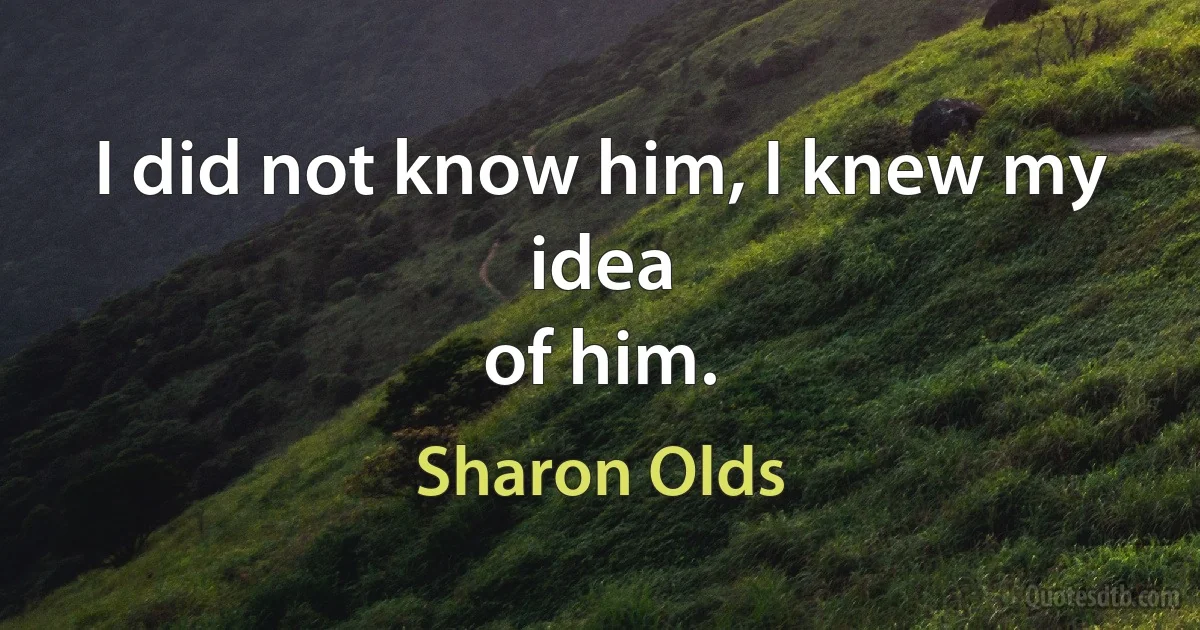 I did not know him, I knew my idea
of him. (Sharon Olds)