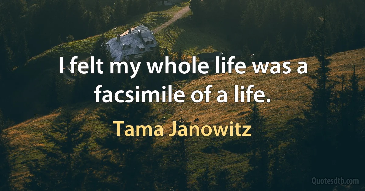 I felt my whole life was a facsimile of a life. (Tama Janowitz)