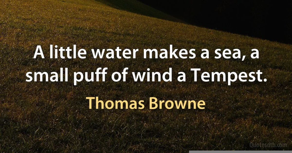 A little water makes a sea, a small puff of wind a Tempest. (Thomas Browne)