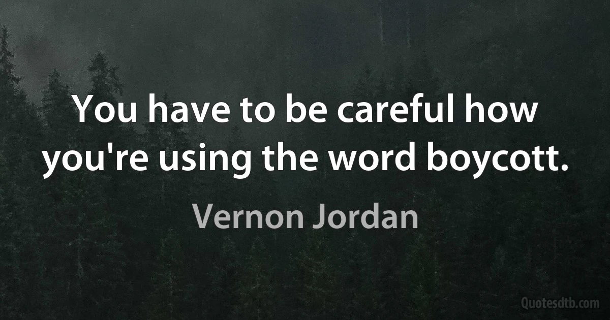 You have to be careful how you're using the word boycott. (Vernon Jordan)