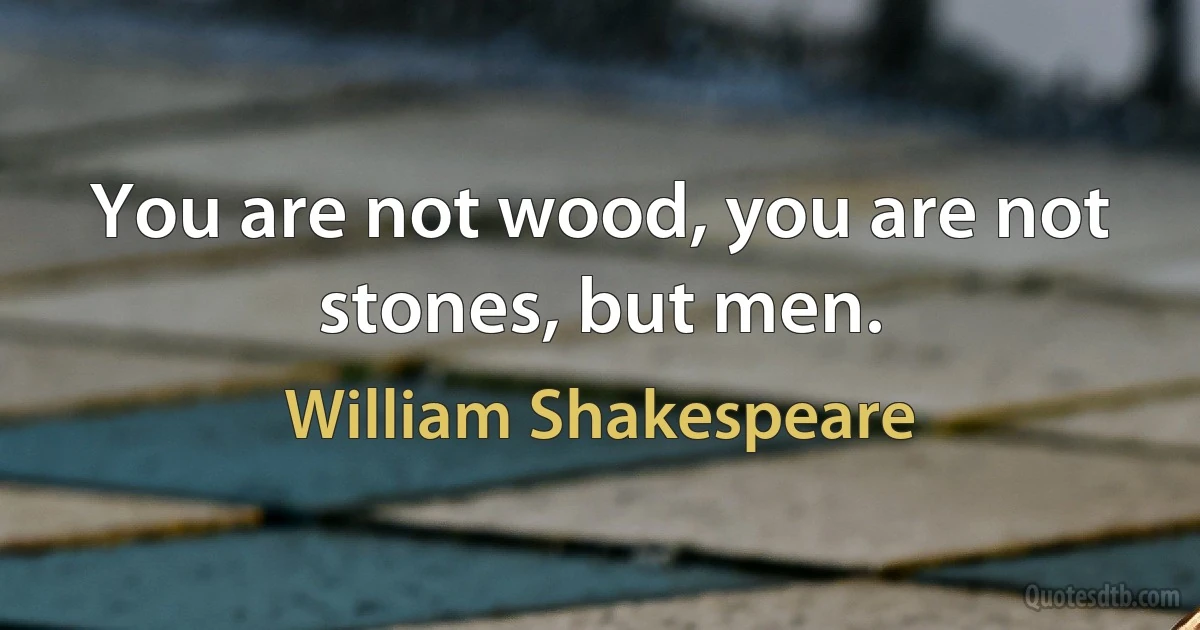 You are not wood, you are not stones, but men. (William Shakespeare)