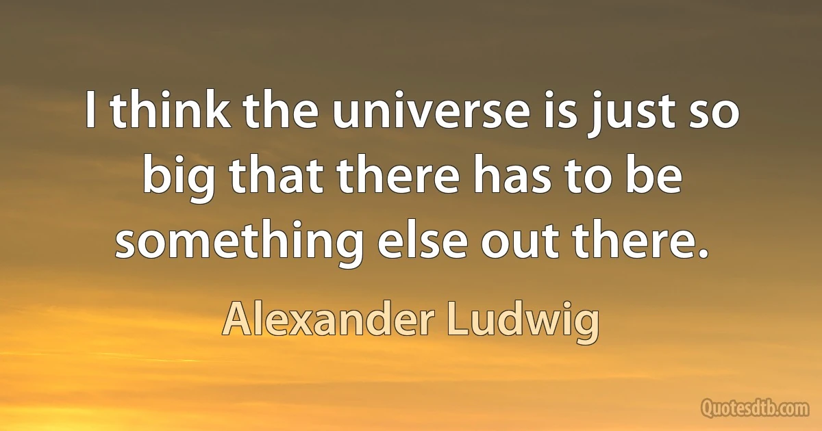 I think the universe is just so big that there has to be something else out there. (Alexander Ludwig)