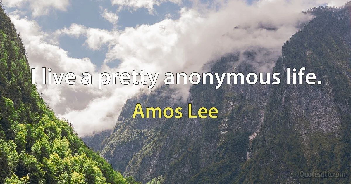 I live a pretty anonymous life. (Amos Lee)