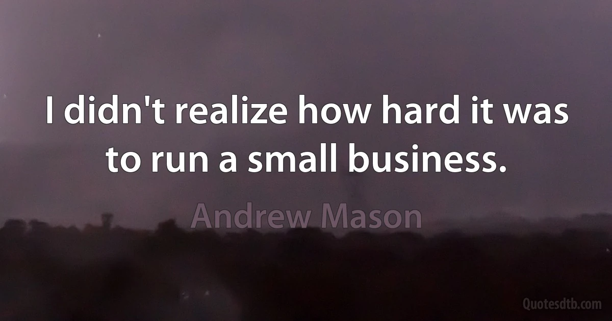 I didn't realize how hard it was to run a small business. (Andrew Mason)