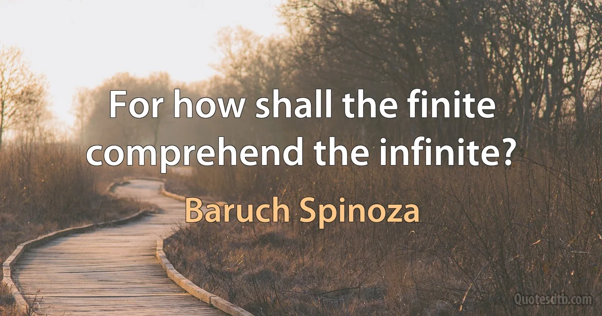 For how shall the finite comprehend the infinite? (Baruch Spinoza)