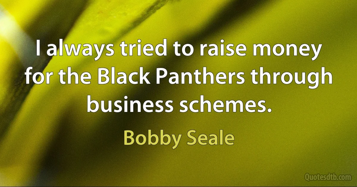 I always tried to raise money for the Black Panthers through business schemes. (Bobby Seale)