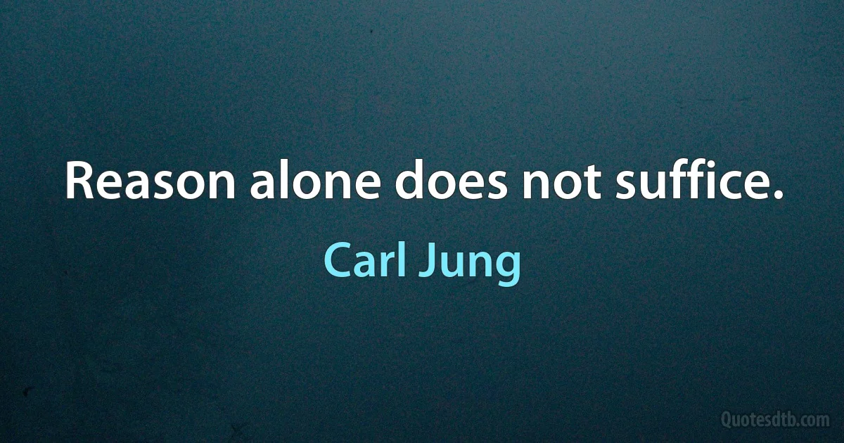 Reason alone does not suffice. (Carl Jung)