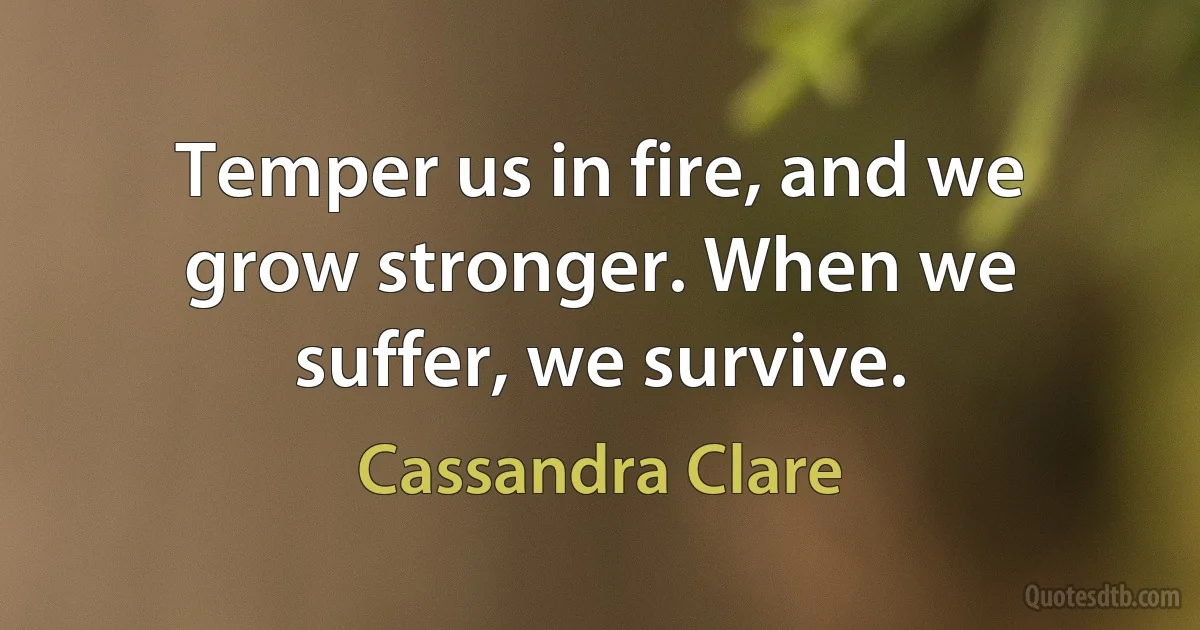 Temper us in fire, and we grow stronger. When we suffer, we survive. (Cassandra Clare)