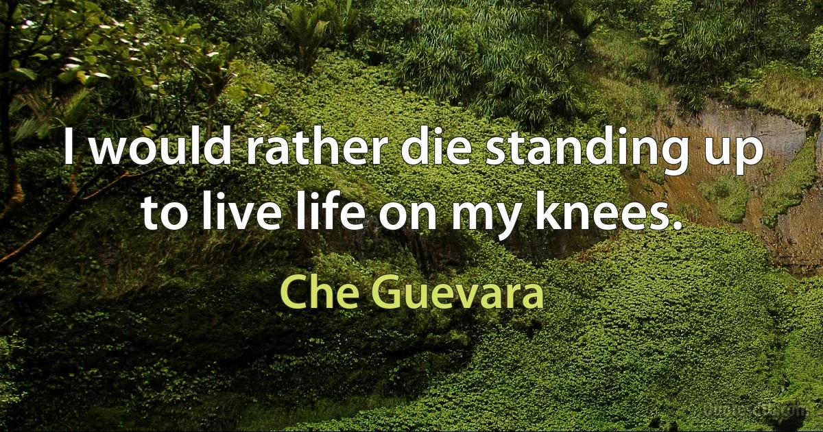 I would rather die standing up to live life on my knees. (Che Guevara)