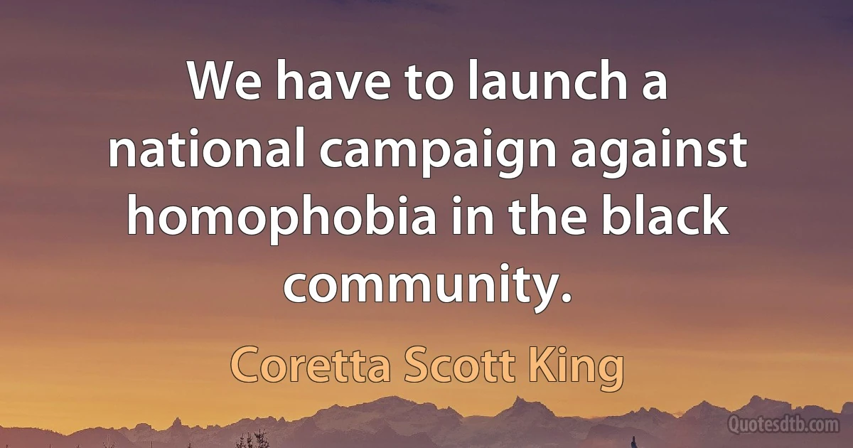 We have to launch a national campaign against homophobia in the black community. (Coretta Scott King)