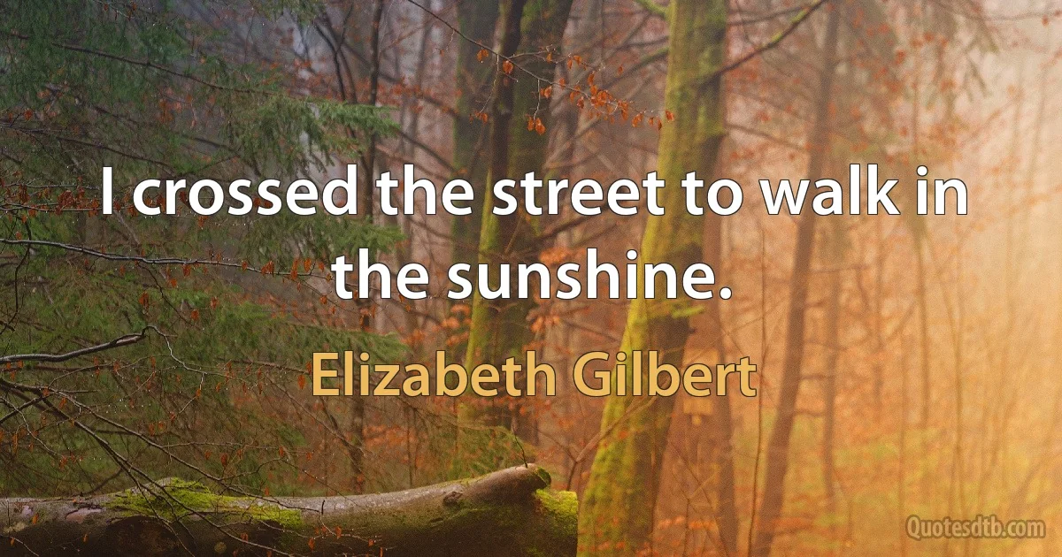 I crossed the street to walk in the sunshine. (Elizabeth Gilbert)