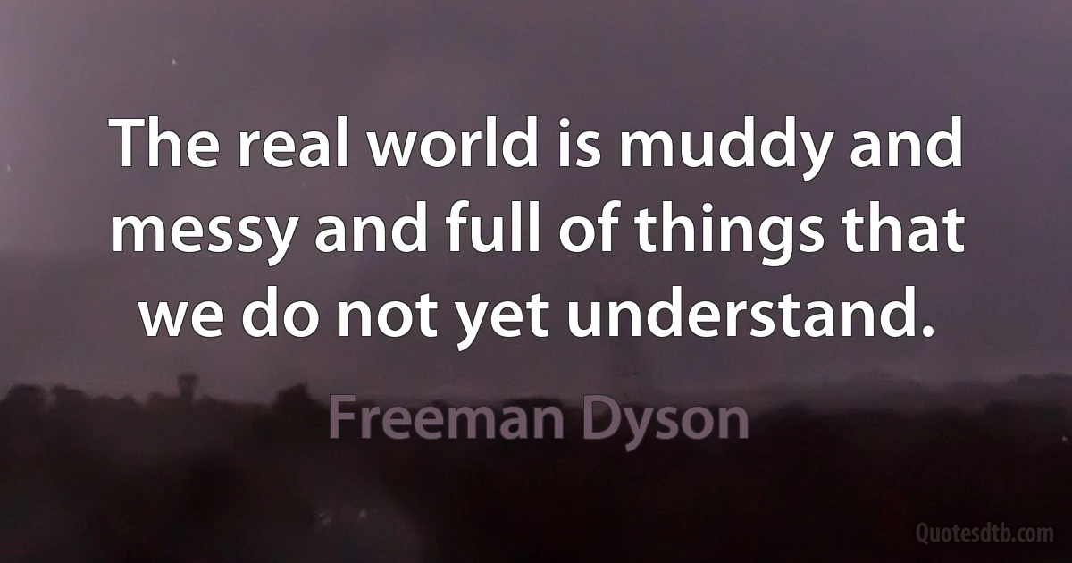 The real world is muddy and messy and full of things that we do not yet understand. (Freeman Dyson)