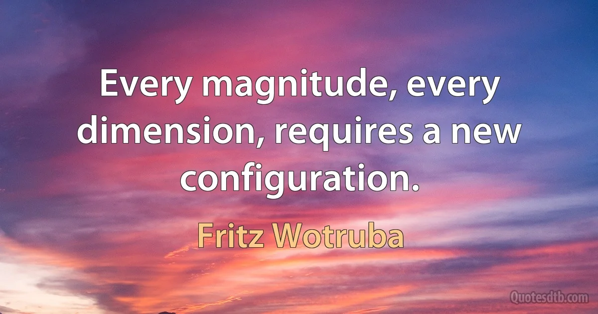 Every magnitude, every dimension, requires a new configuration. (Fritz Wotruba)