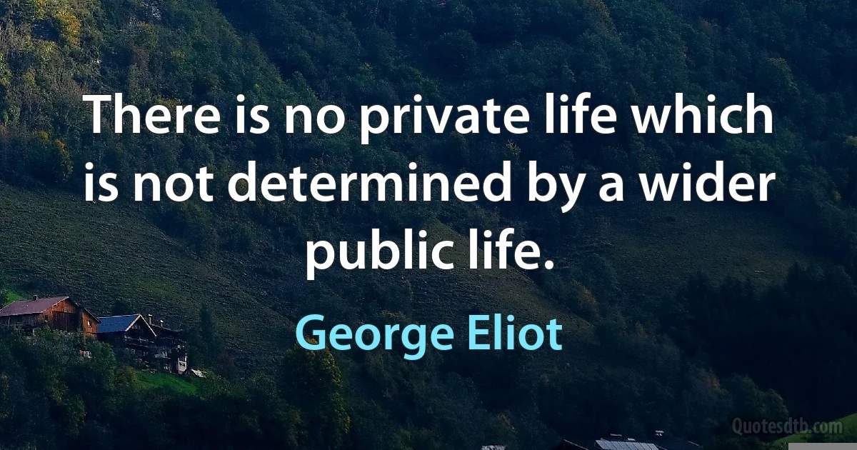 There is no private life which is not determined by a wider public life. (George Eliot)