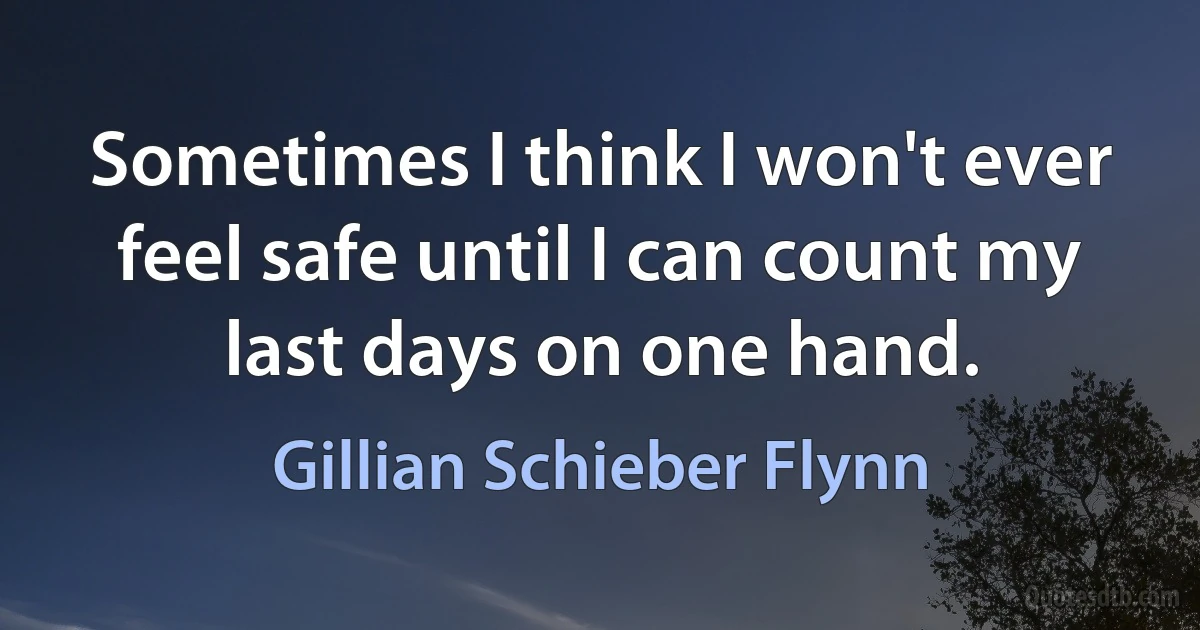 Sometimes I think I won't ever feel safe until I can count my last days on one hand. (Gillian Schieber Flynn)