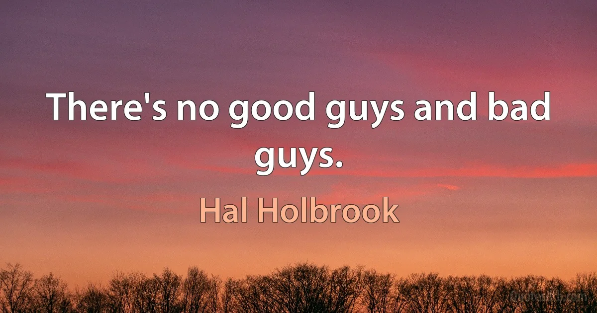 There's no good guys and bad guys. (Hal Holbrook)