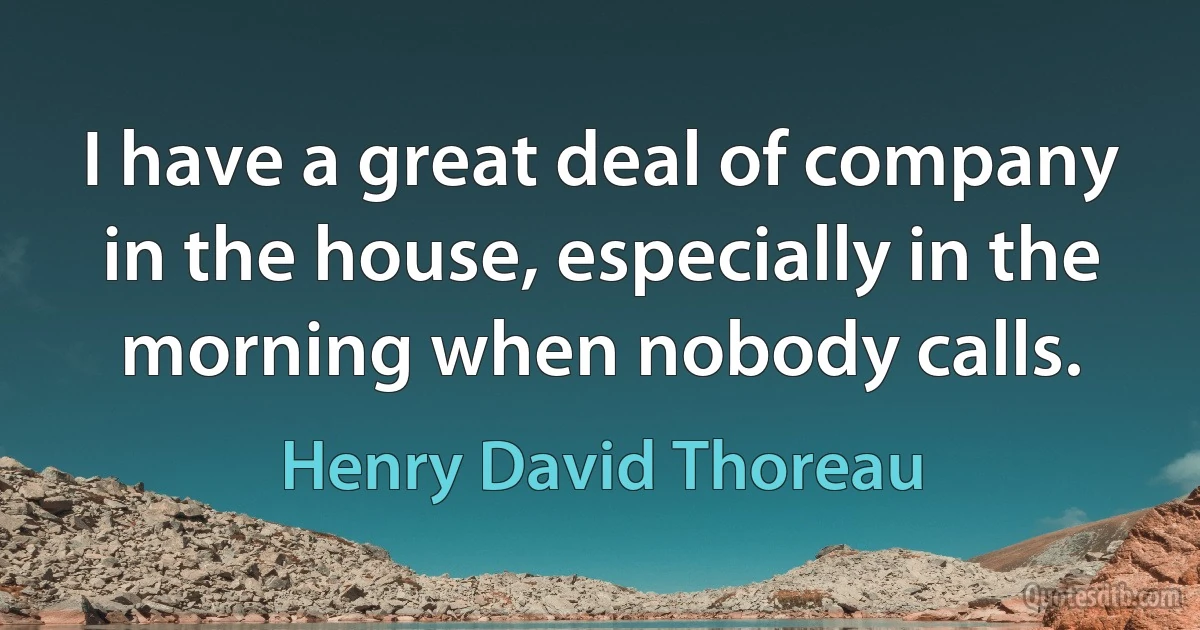 I have a great deal of company in the house, especially in the morning when nobody calls. (Henry David Thoreau)