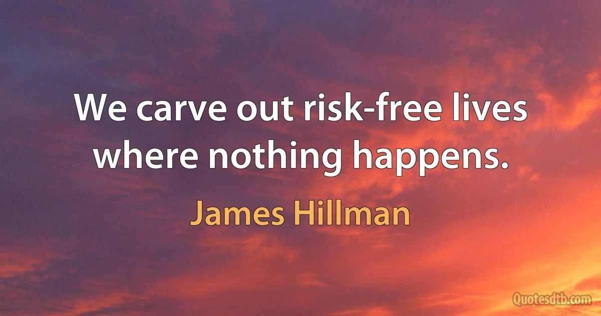 We carve out risk-free lives where nothing happens. (James Hillman)