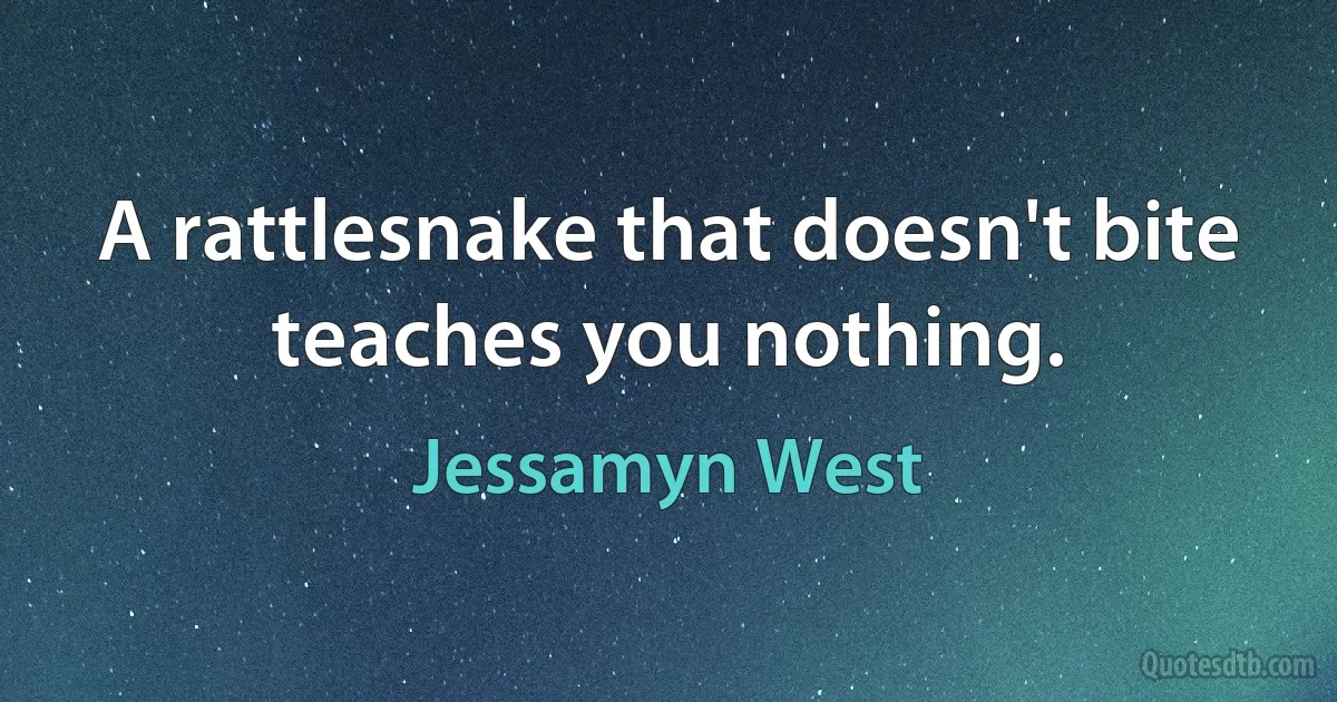 A rattlesnake that doesn't bite teaches you nothing. (Jessamyn West)