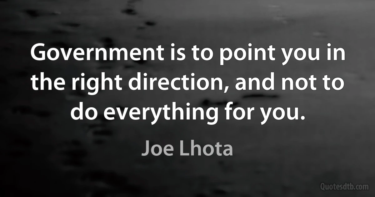 Government is to point you in the right direction, and not to do everything for you. (Joe Lhota)