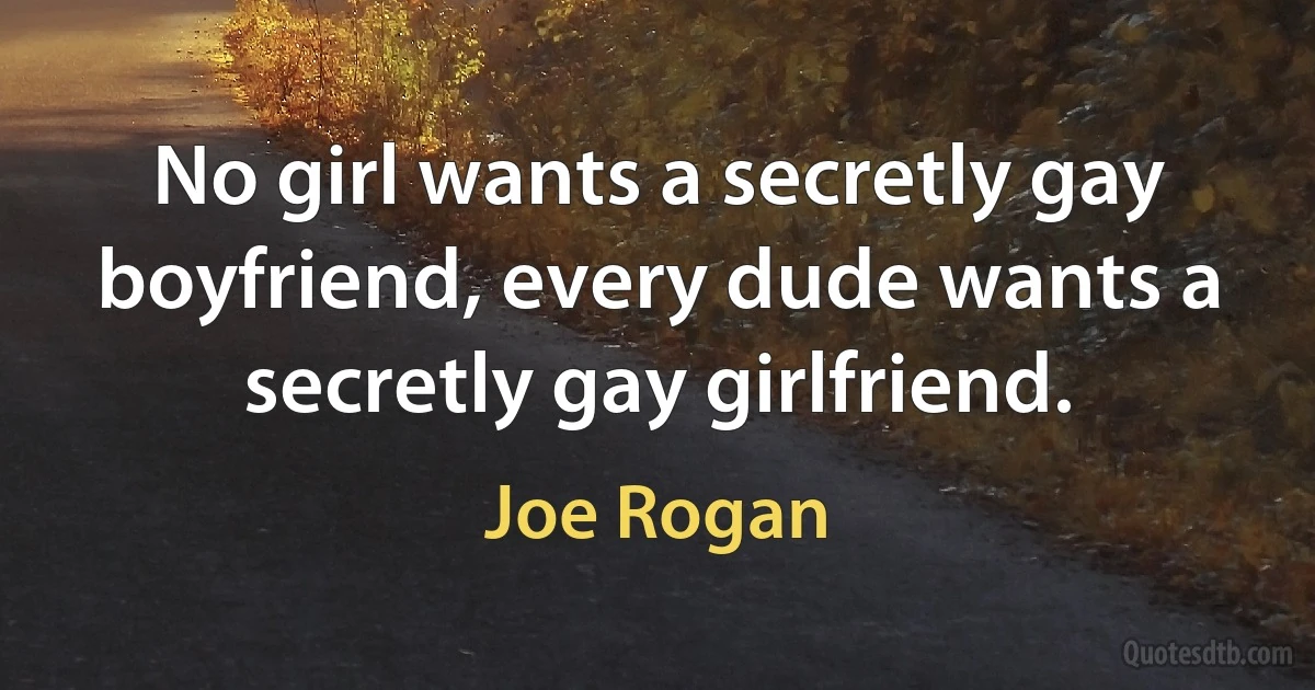 No girl wants a secretly gay boyfriend, every dude wants a secretly gay girlfriend. (Joe Rogan)