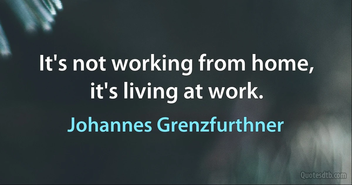 It's not working from home, it's living at work. (Johannes Grenzfurthner)