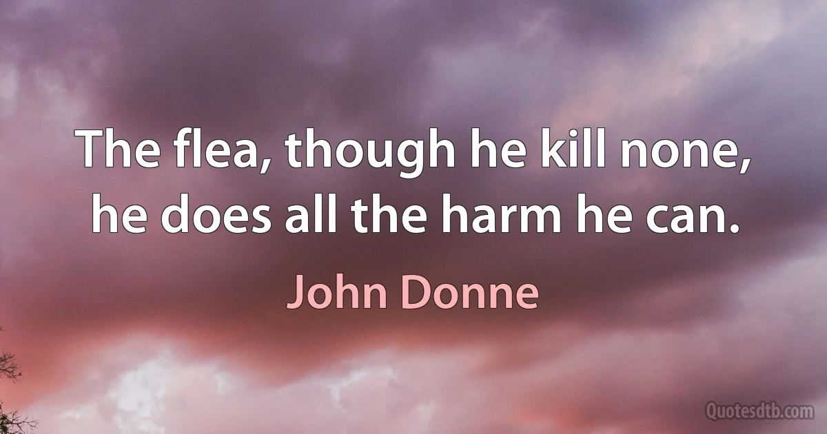 The flea, though he kill none, he does all the harm he can. (John Donne)