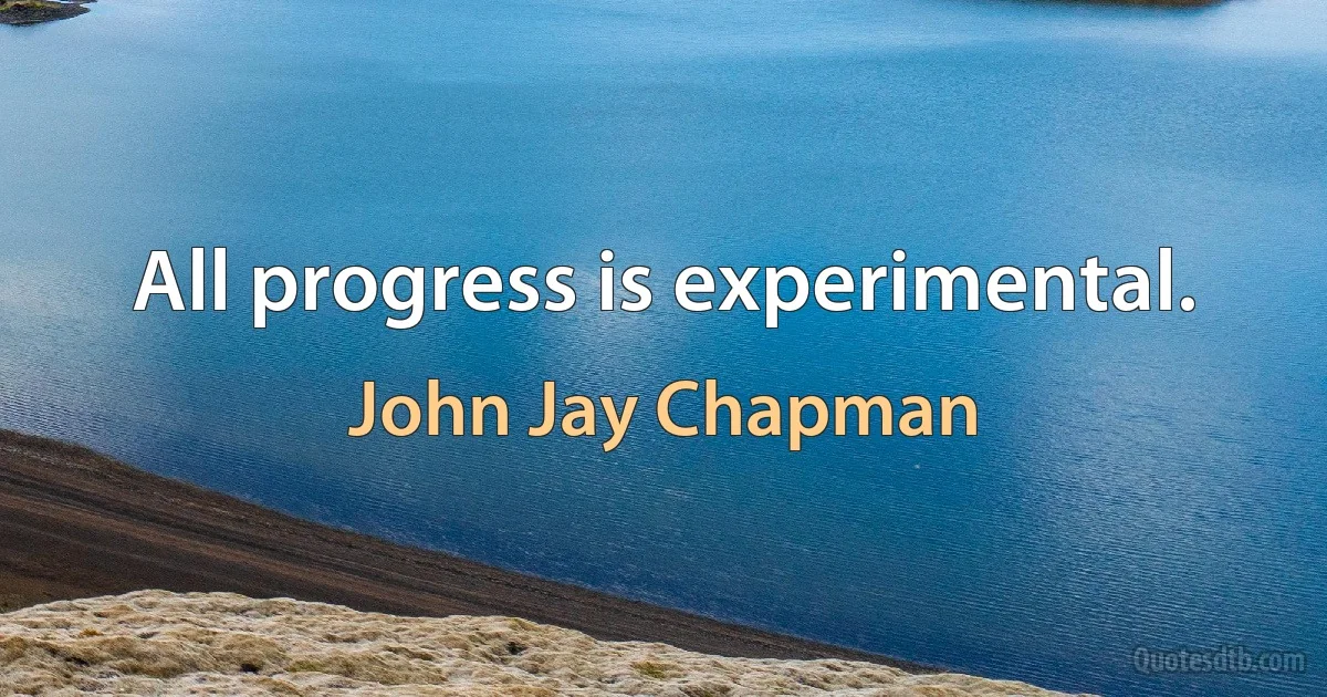 All progress is experimental. (John Jay Chapman)