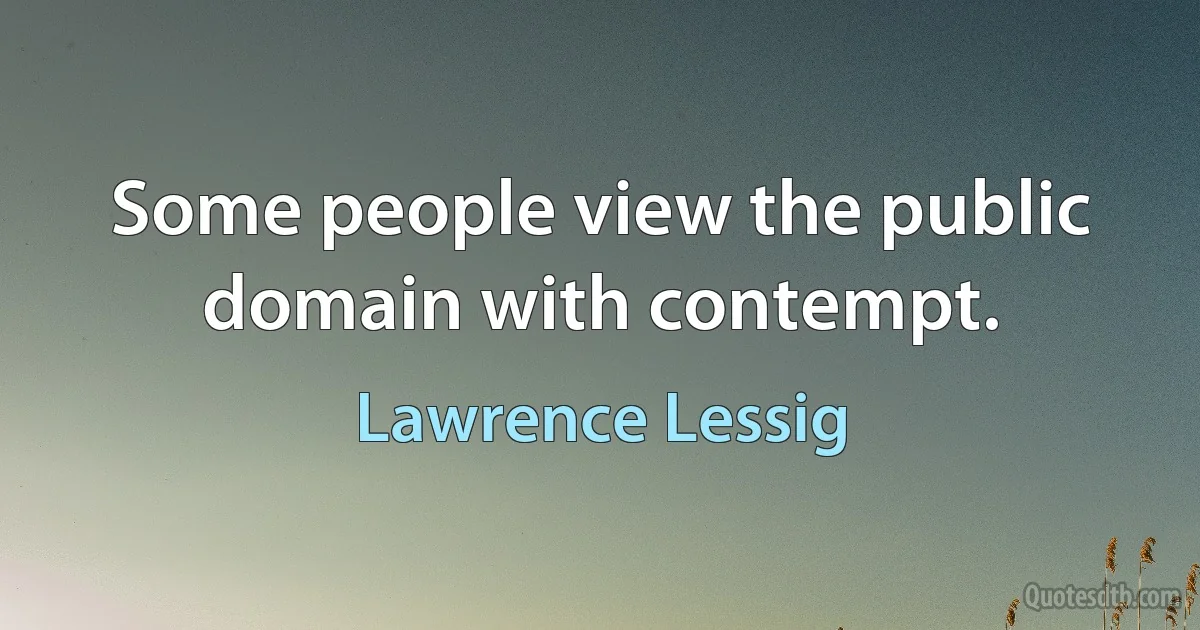 Some people view the public domain with contempt. (Lawrence Lessig)