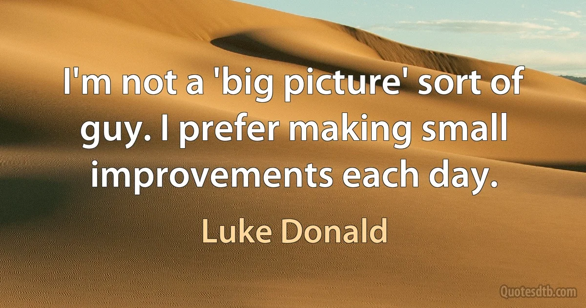 I'm not a 'big picture' sort of guy. I prefer making small improvements each day. (Luke Donald)