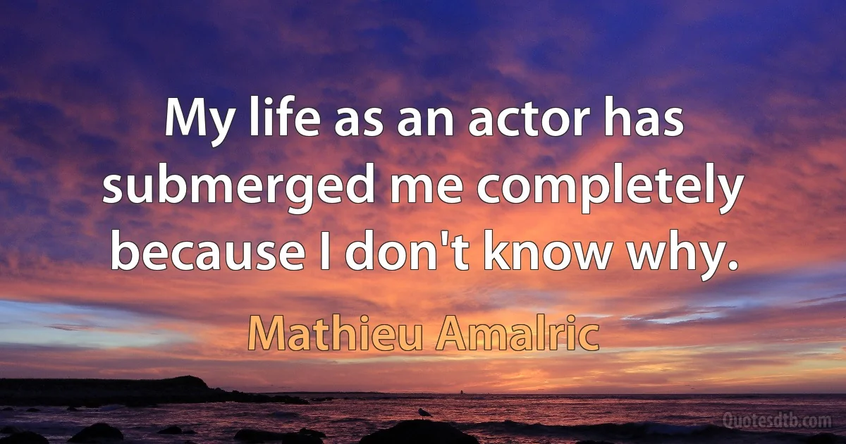 My life as an actor has submerged me completely because I don't know why. (Mathieu Amalric)