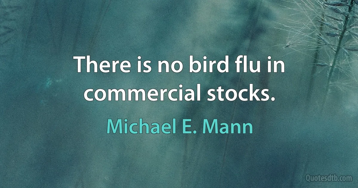 There is no bird flu in commercial stocks. (Michael E. Mann)