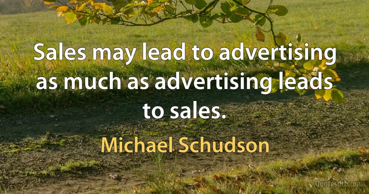 Sales may lead to advertising as much as advertising leads to sales. (Michael Schudson)