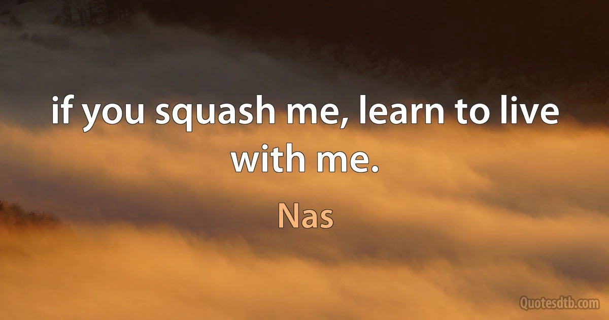 if you squash me, learn to live with me. (Nas)