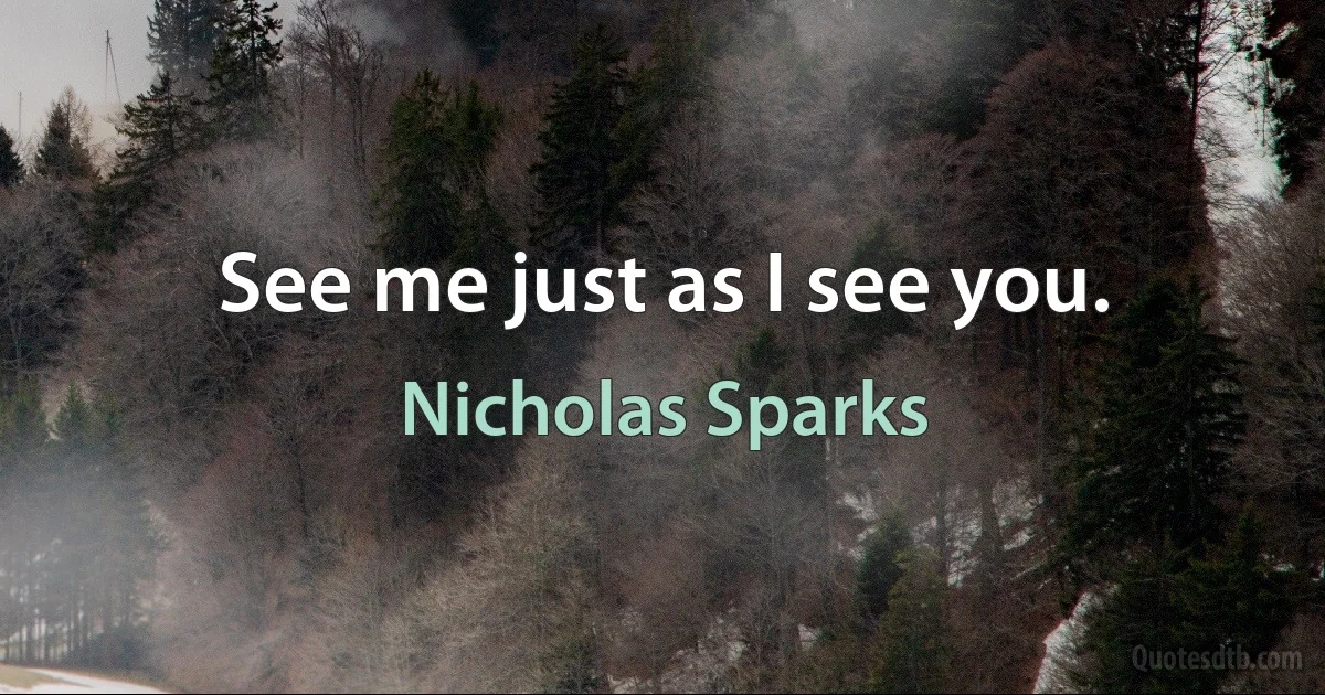 See me just as I see you. (Nicholas Sparks)