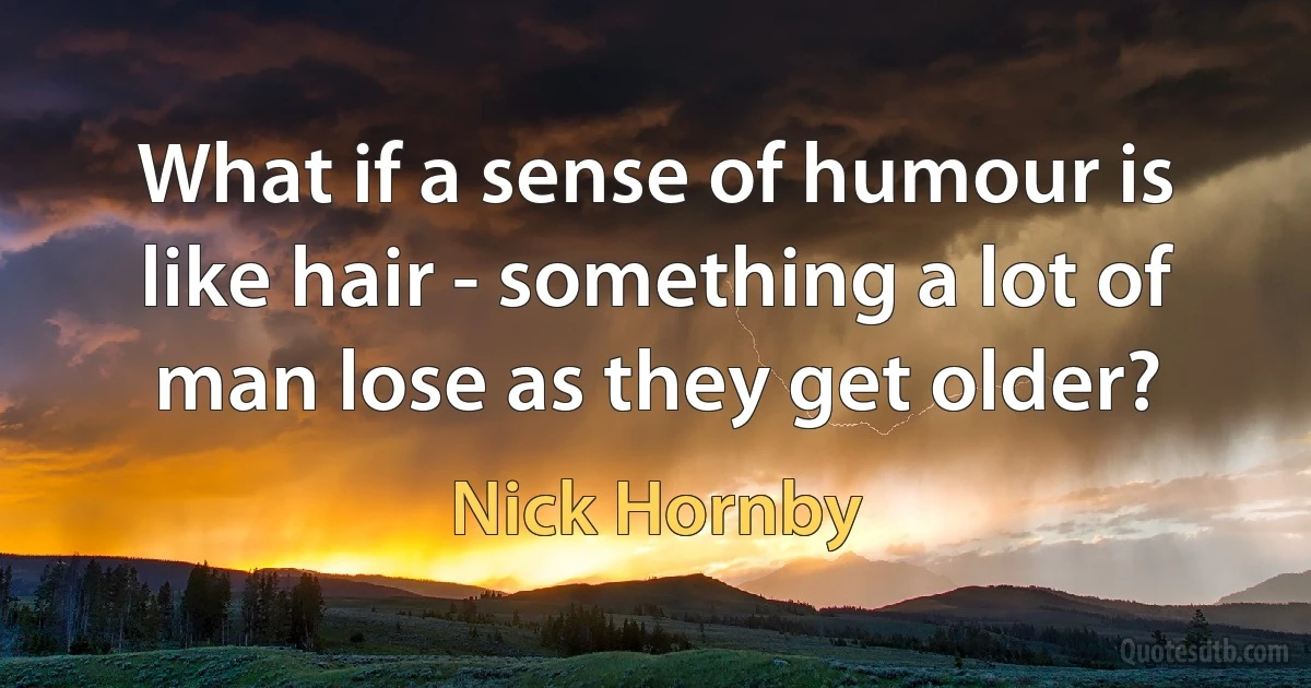 What if a sense of humour is like hair - something a lot of man lose as they get older? (Nick Hornby)