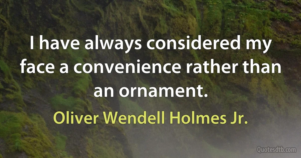 I have always considered my face a convenience rather than an ornament. (Oliver Wendell Holmes Jr.)