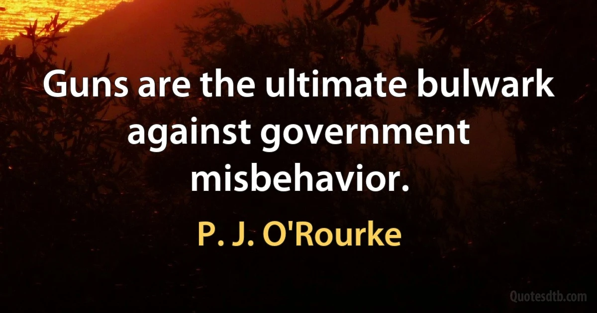 Guns are the ultimate bulwark against government misbehavior. (P. J. O'Rourke)