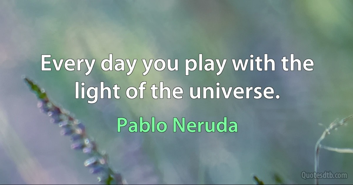 Every day you play with the light of the universe. (Pablo Neruda)