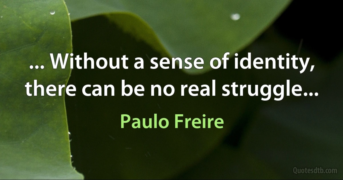 ... Without a sense of identity, there can be no real struggle... (Paulo Freire)