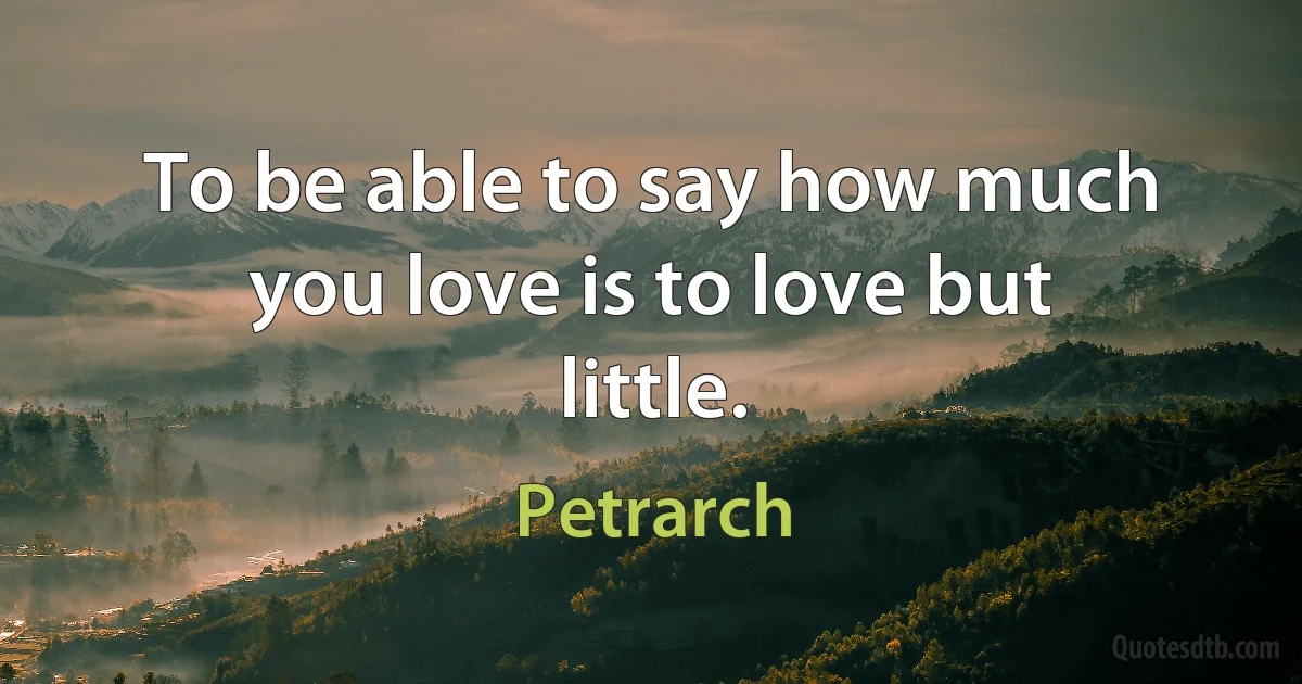 To be able to say how much you love is to love but little. (Petrarch)