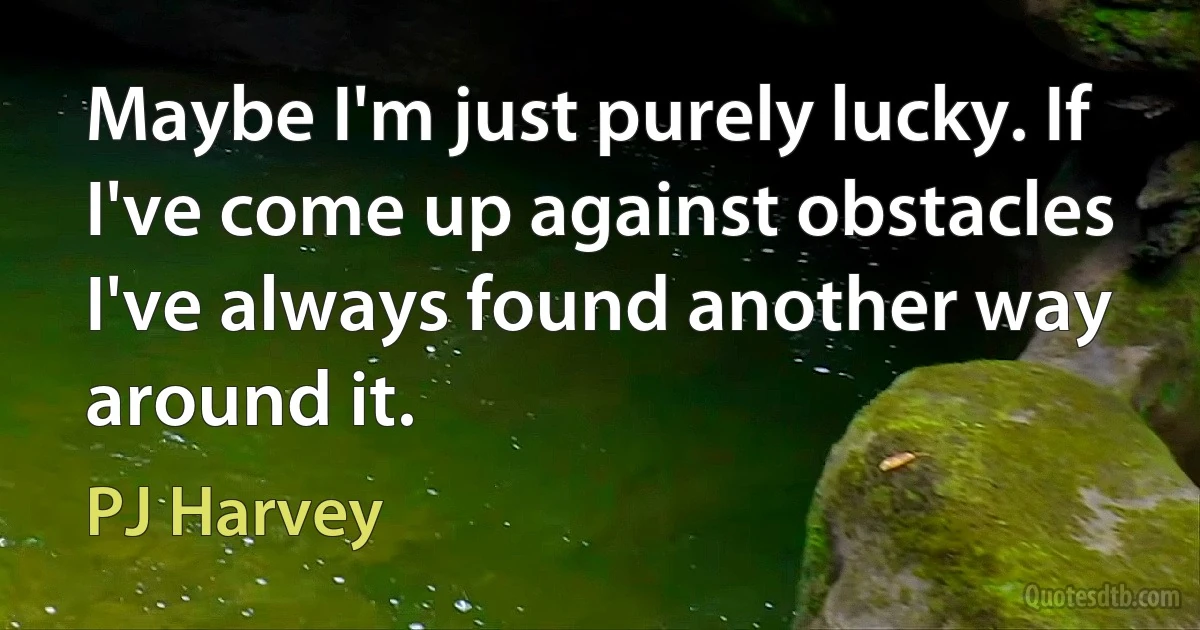 Maybe I'm just purely lucky. If I've come up against obstacles I've always found another way around it. (PJ Harvey)