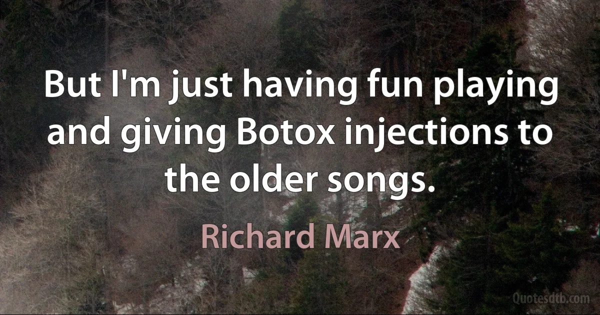 But I'm just having fun playing and giving Botox injections to the older songs. (Richard Marx)