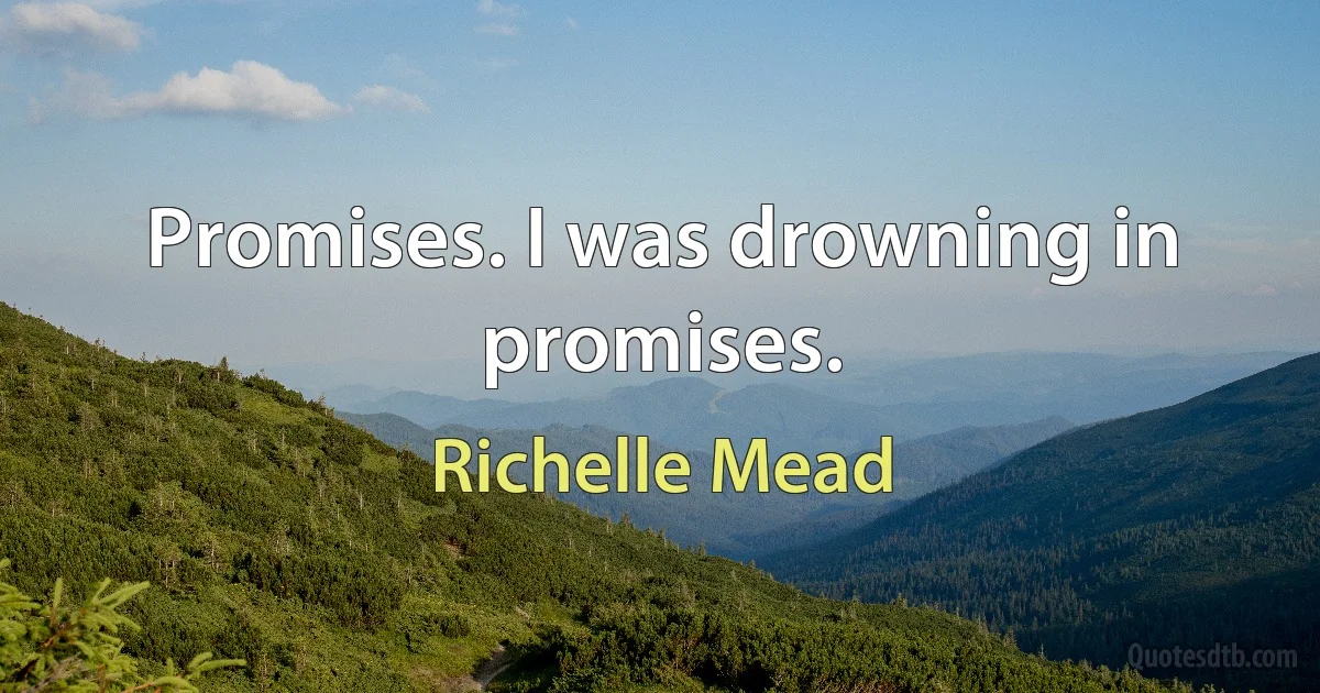 Promises. I was drowning in promises. (Richelle Mead)