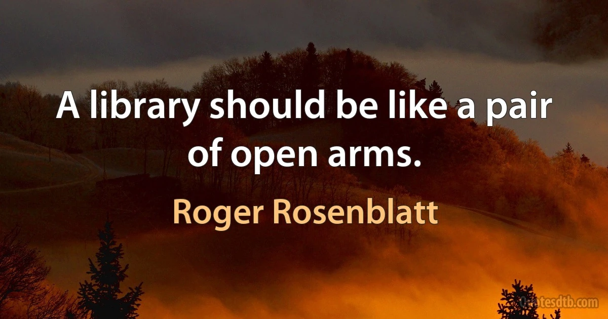 A library should be like a pair of open arms. (Roger Rosenblatt)