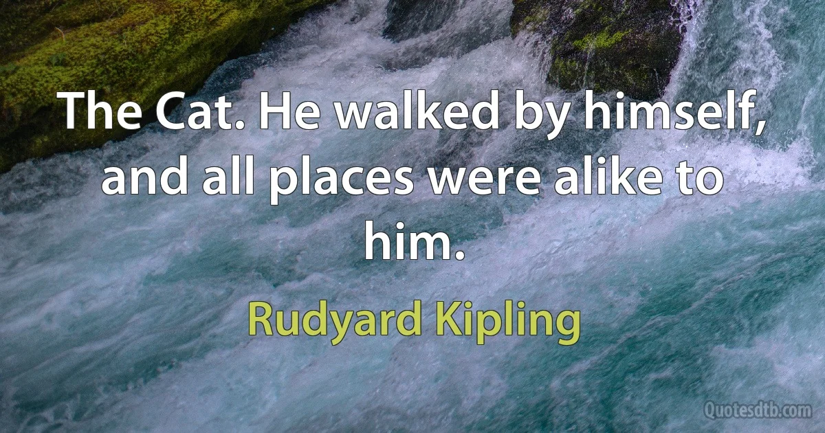 The Cat. He walked by himself, and all places were alike to him. (Rudyard Kipling)