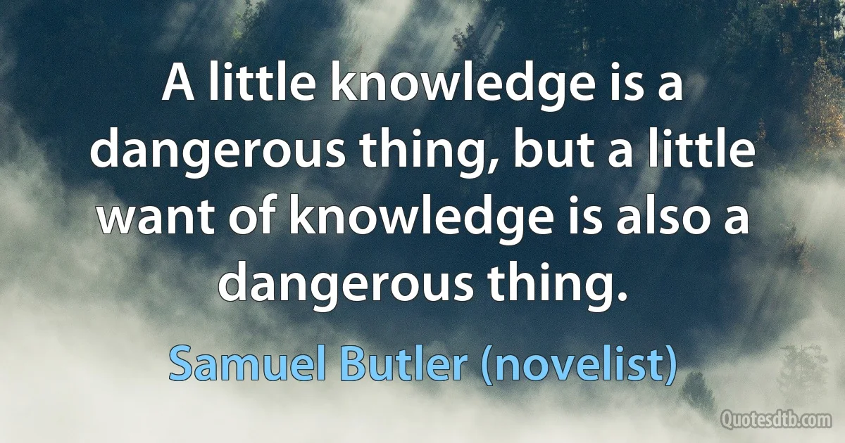 A little knowledge is a dangerous thing, but a little want of knowledge is also a dangerous thing. (Samuel Butler (novelist))