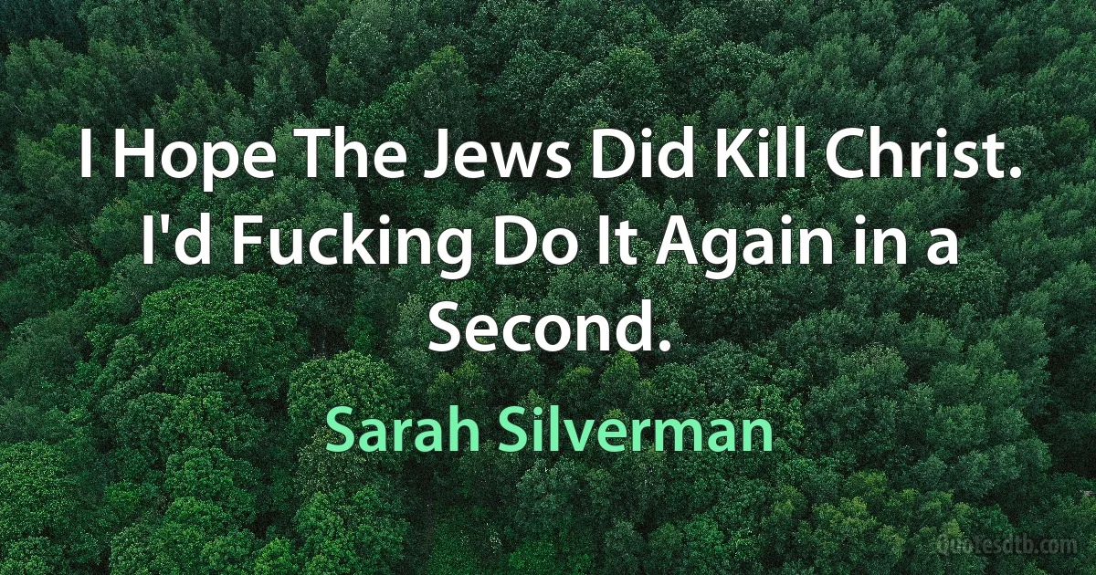 I Hope The Jews Did Kill Christ. I'd Fucking Do It Again in a Second. (Sarah Silverman)